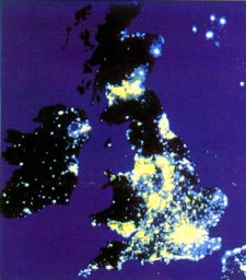 Light pollution emanating from the British Isles